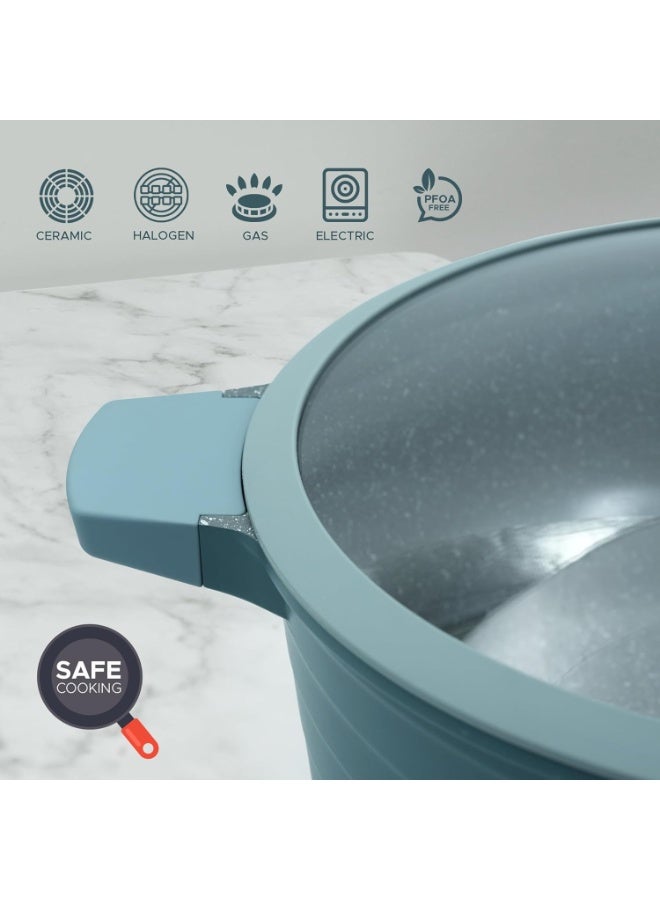 HausRoland Casserole 12L Green Granite Nonstick Cookware with Lids Die-Cast Aluminum Induction & Oven Safe PFOA/PTFE-Free Kitchen Utensil Durable Scratch-safe Pots Pans for Cooking (Sauce Pot 12L) - Image 4